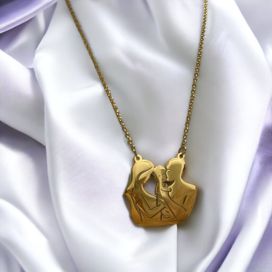 Embrace the tender connection of motherhood with our Mother & Child Silhouette Necklace. Each piece is meticulously crafted from the highest quality stainless steel, ensuring a lasting shine and durability. The pendant captures the precious bond between a mother and her child in a delicate silhouette, creating a powerful symbol of love and unity.